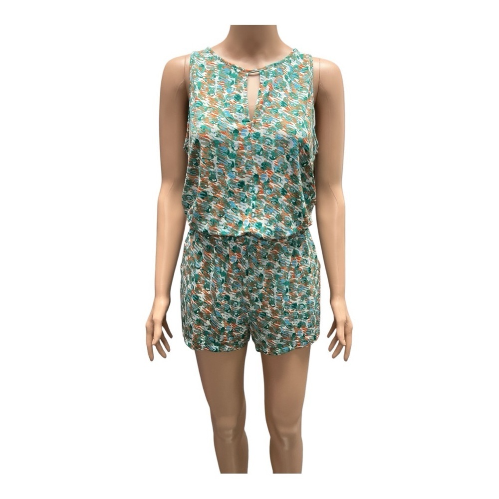 BCBGMAXAZRIA - NWT - Women's Green Abstract Sleeveless Romper